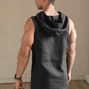 Mens Sleeveless Linen T Shirt Summer For Men
