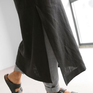 Men's Kaftan Maxi Shirt Linen Tunic Dress For