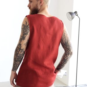 Mens Sleeveless Linen T Shirt Singlet Summer For