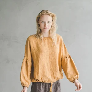 Linen Poet Blouse: Puffy Bishop Sleeve, Ethical Fashion Top