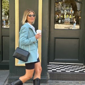 Black Handbag Women Shoulder Bag Crossbody Tote Silver