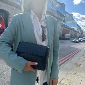 Black Handbag Women Shoulder Bag Crossbody Tote Silver