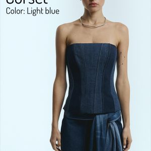 Denim Corset Top: Upcycled Vintage