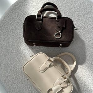 Chic Leather Suede Handbag Small Top Handle Tote